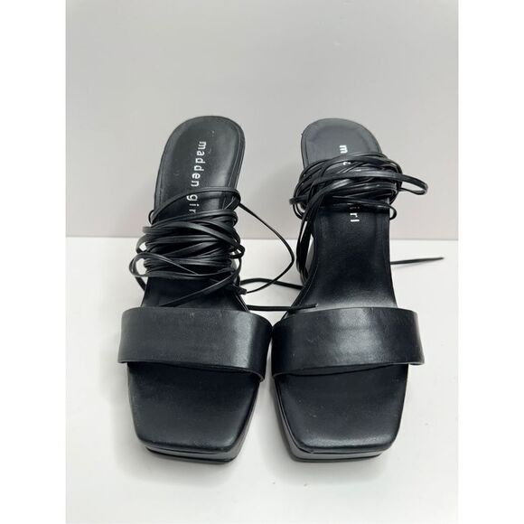 Madden‎ Girl Zorra Womens Heels Size 7.5 Black Wraparound Sandals - Picture 4 of 8